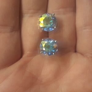 stunning mercury mystic topaz studs. ( 6.35 ctw. )